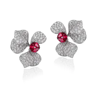 À FLEUR DE PARIS Ruby Leaf Earrings