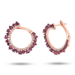 0.24ct Diamond & 1.14ct Ruby 14k Rose Gold Earring