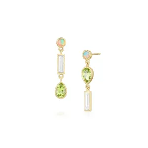 0.35tcw Diamond, 0.94tcw Peridot and Opal Earrings