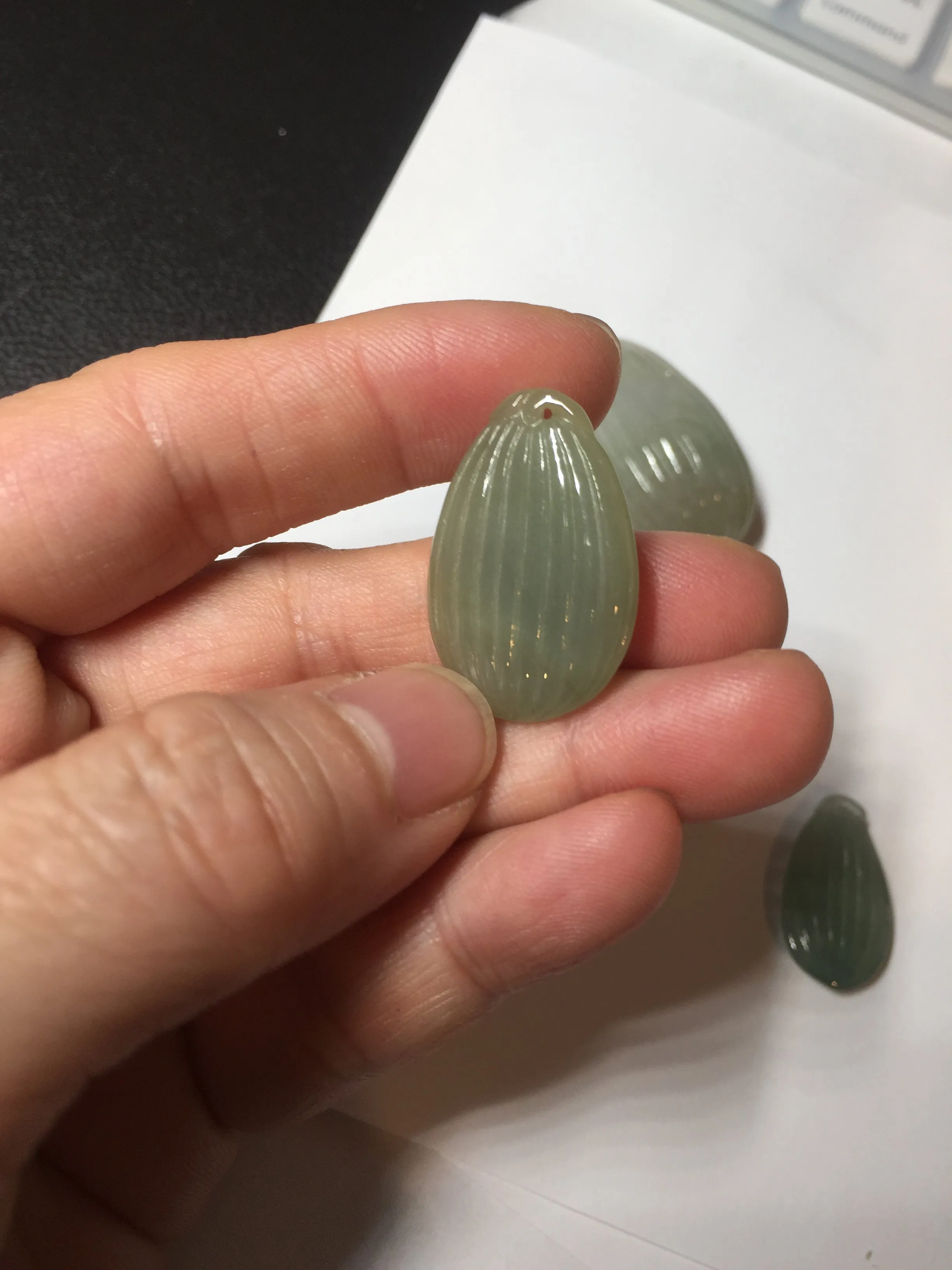 100% Natural type A light green/gray candied dates Jadeite Jade pendant AX155
