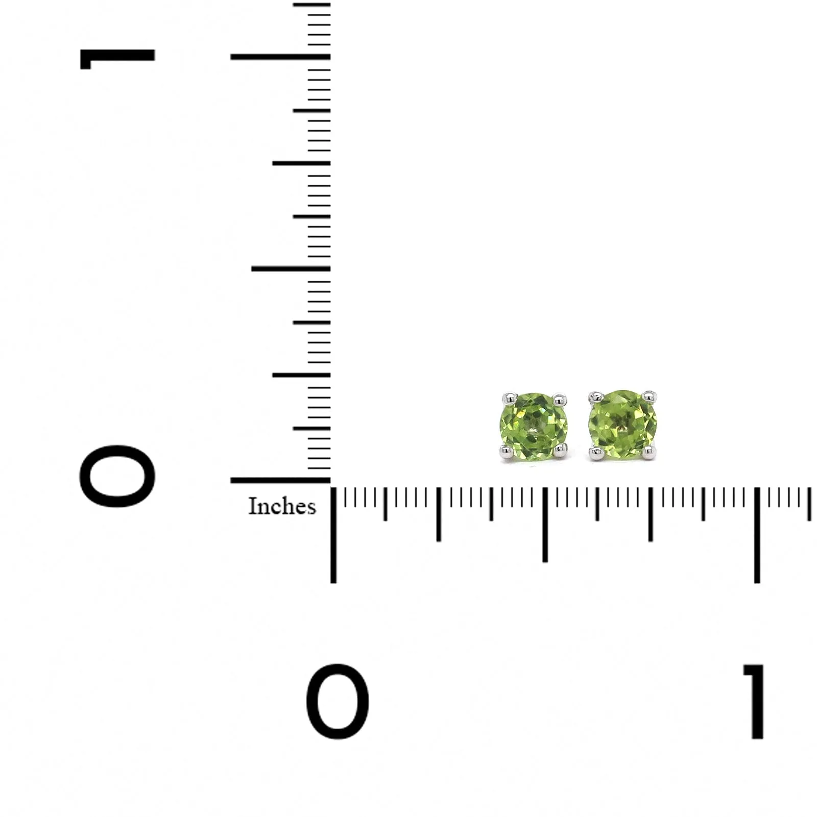 14K White Gold Round Peridot Stud Earrings