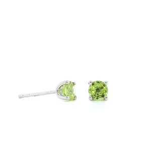 14K White Gold Round Peridot Stud Earrings