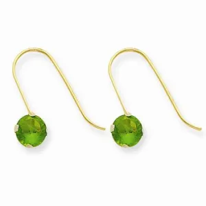 14k Yellow Gold Synthetic Peridot (Aug) Dangle Earrings