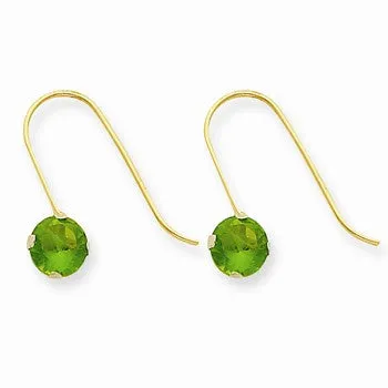 14k Yellow Gold Synthetic Peridot (Aug) Dangle Earrings