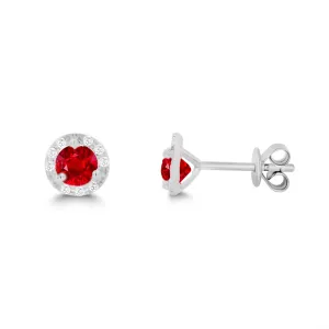 14KW 18D0.08CT,2RU0.60CTDIAMOND/GLASS FILLED RUBY BIRTHSTONE ER(151E10130GFRU)