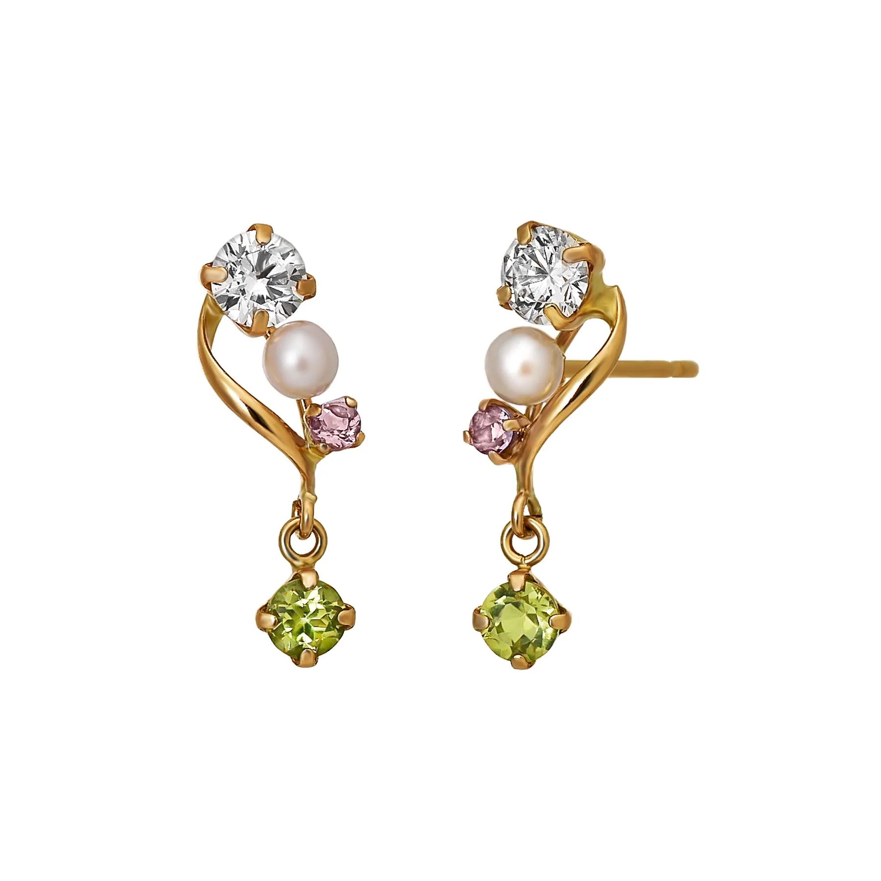 18K/10K Peridot Twist Swinging Earrings (Yellow Gold)