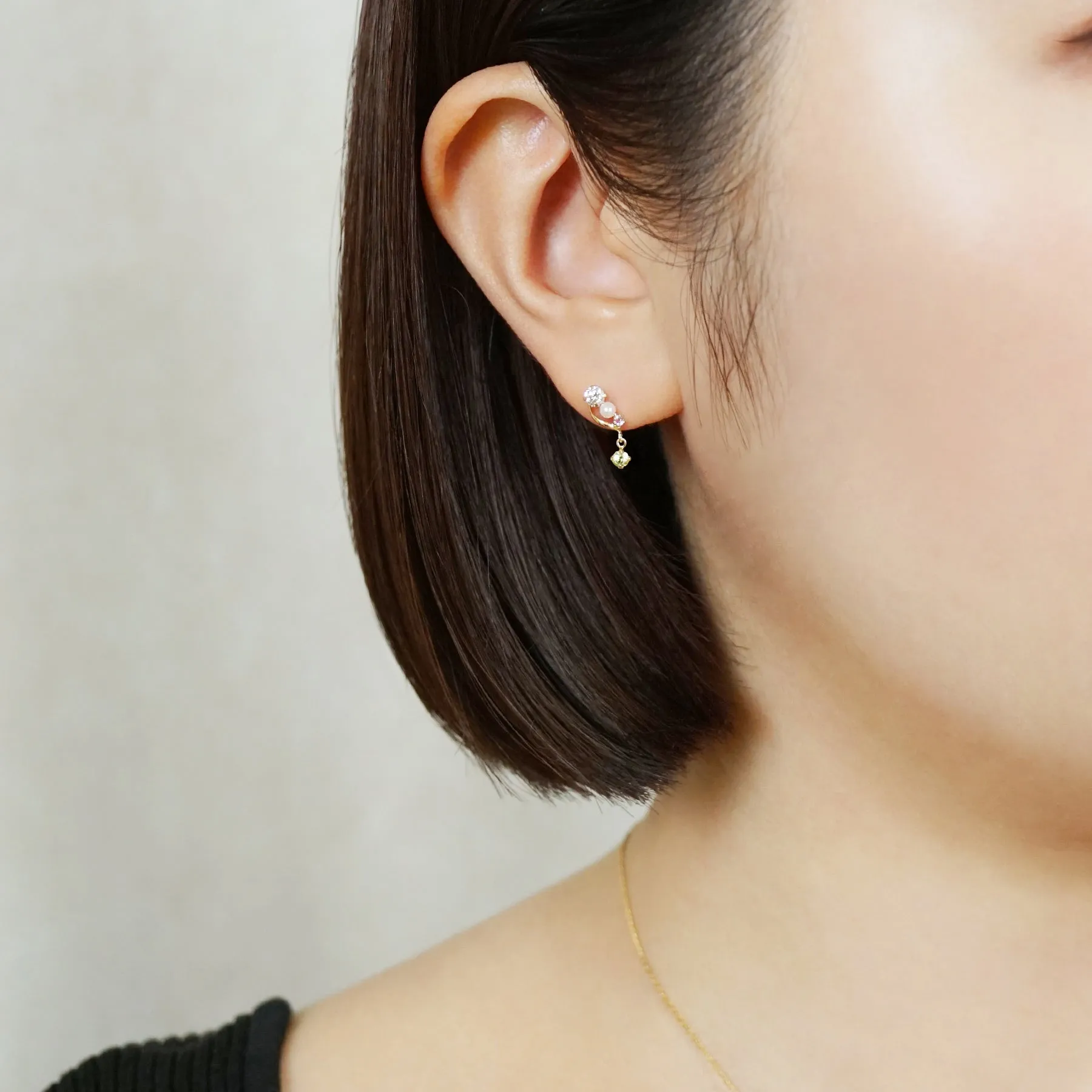 18K/10K Peridot Twist Swinging Earrings (Yellow Gold)