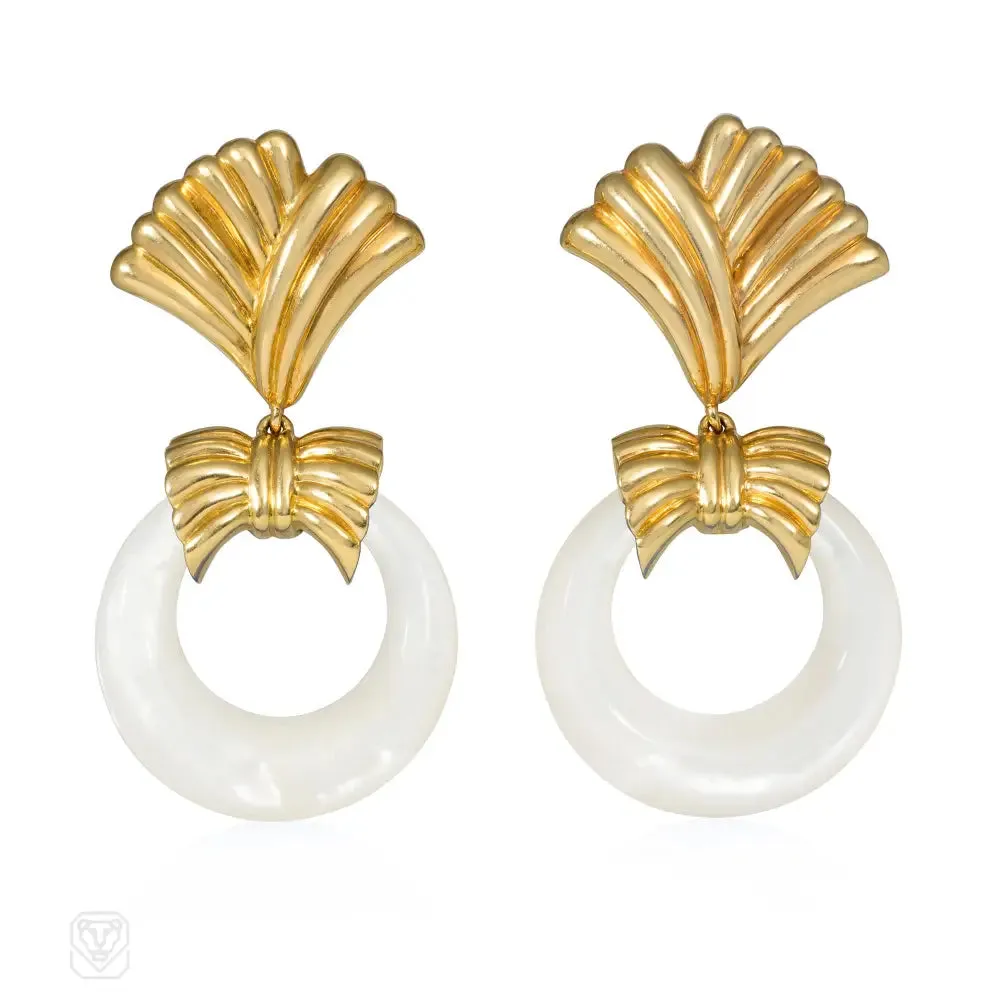 1970s Van Cleef & Arpels interchangeable doorknocker hoop earrings