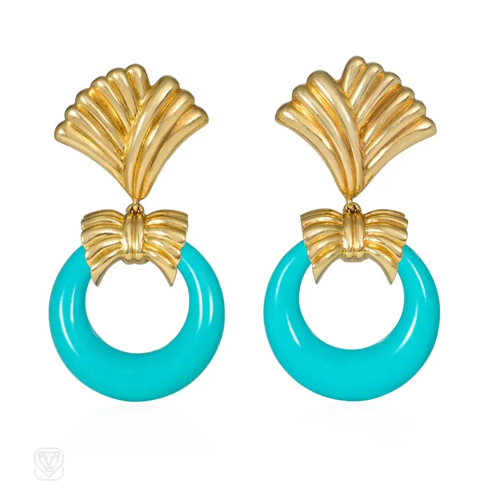 1970s Van Cleef & Arpels interchangeable doorknocker hoop earrings