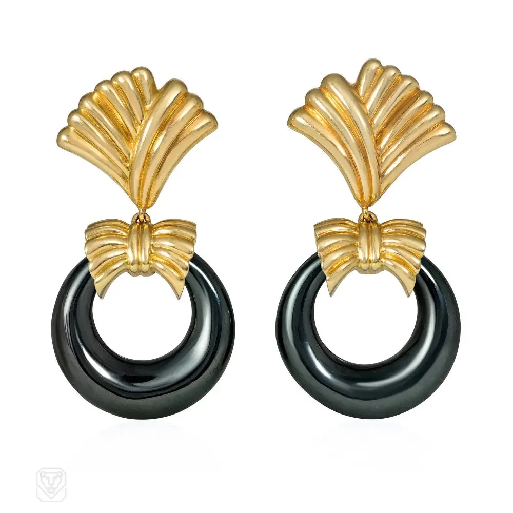 1970s Van Cleef & Arpels interchangeable doorknocker hoop earrings