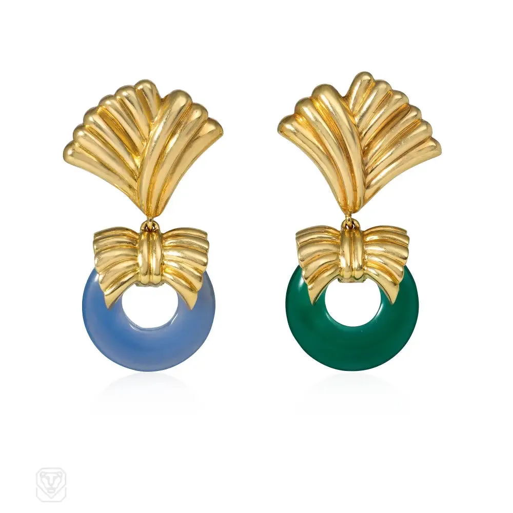 1970s Van Cleef & Arpels interchangeable doorknocker hoop earrings