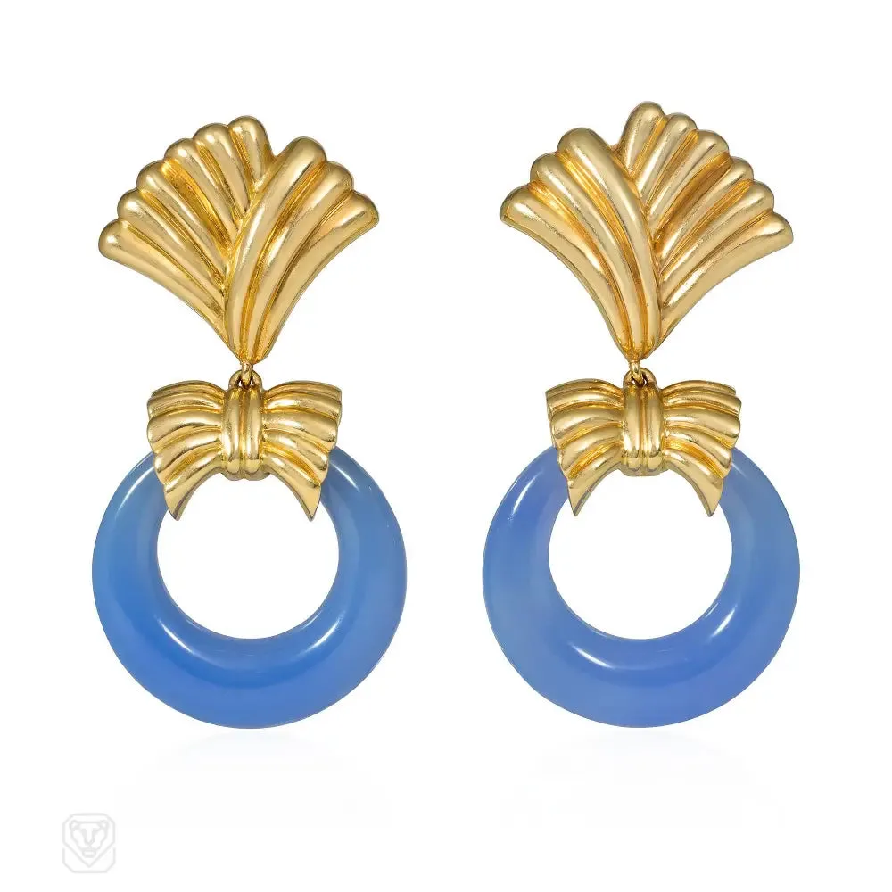 1970s Van Cleef & Arpels interchangeable doorknocker hoop earrings
