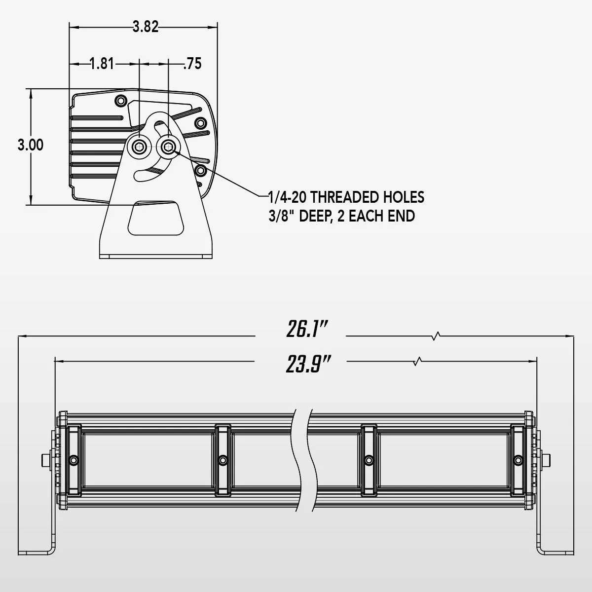 25" TRX Series Dual-Color Infrared LED Light Bar (White, IR, & Amber)