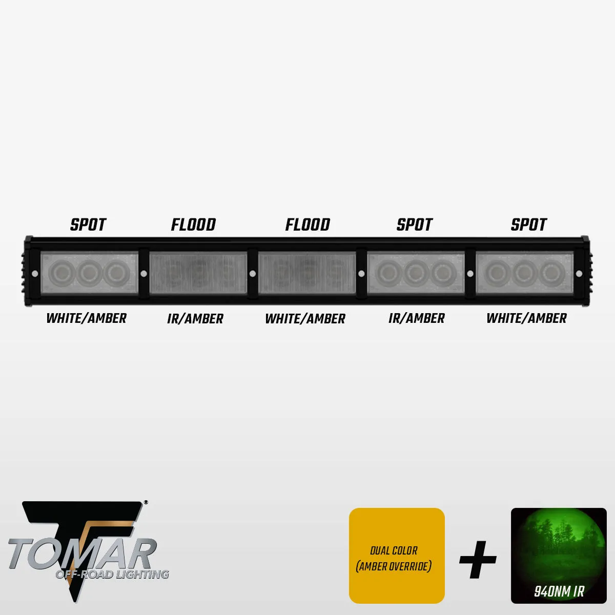 25" TRX Series Dual-Color Infrared LED Light Bar (White, IR, & Amber)