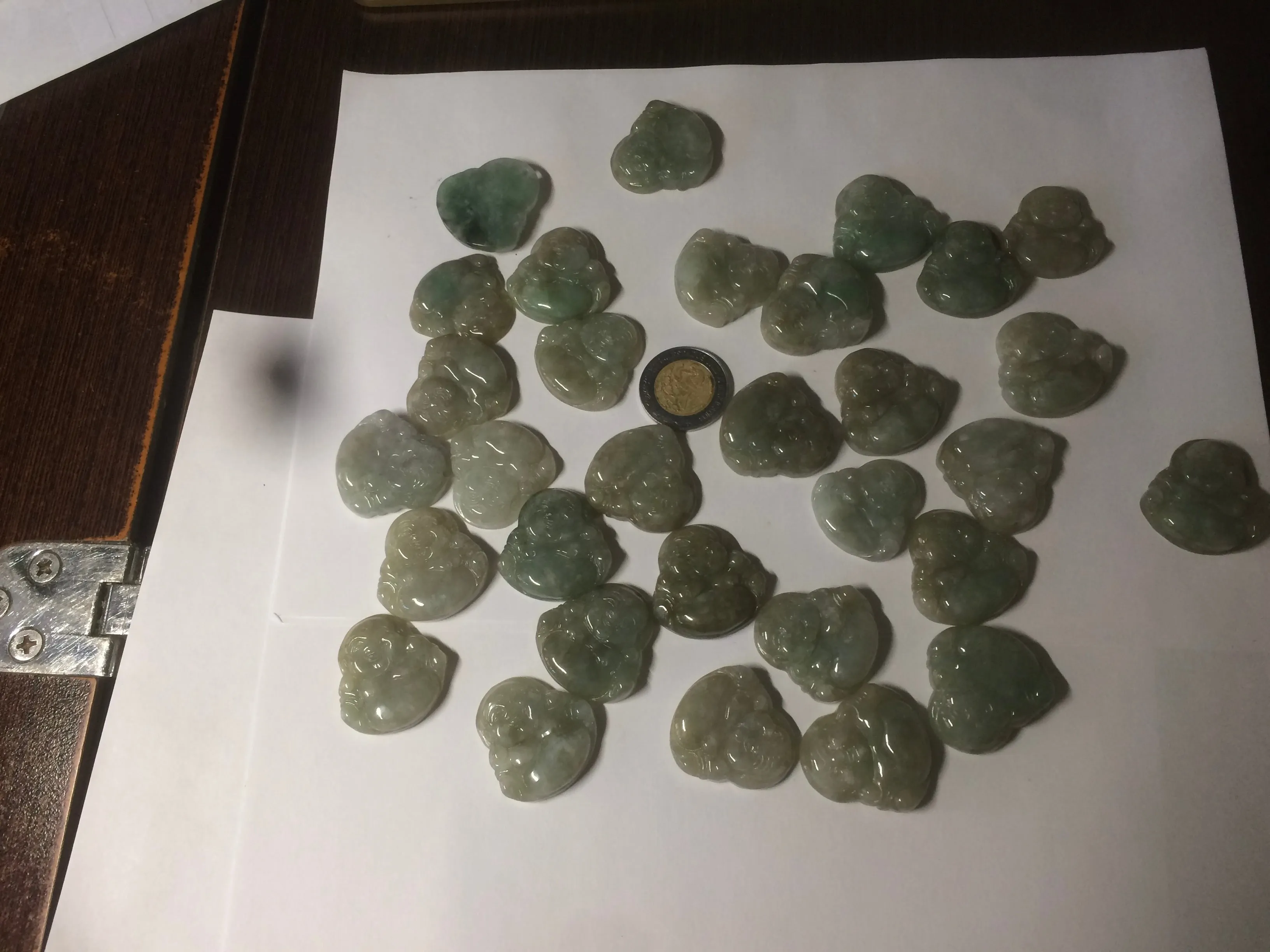 30 pieces of 100% Natural green/gray/yellow happy buddha jadeite Jade pendant group supply wholesale B200