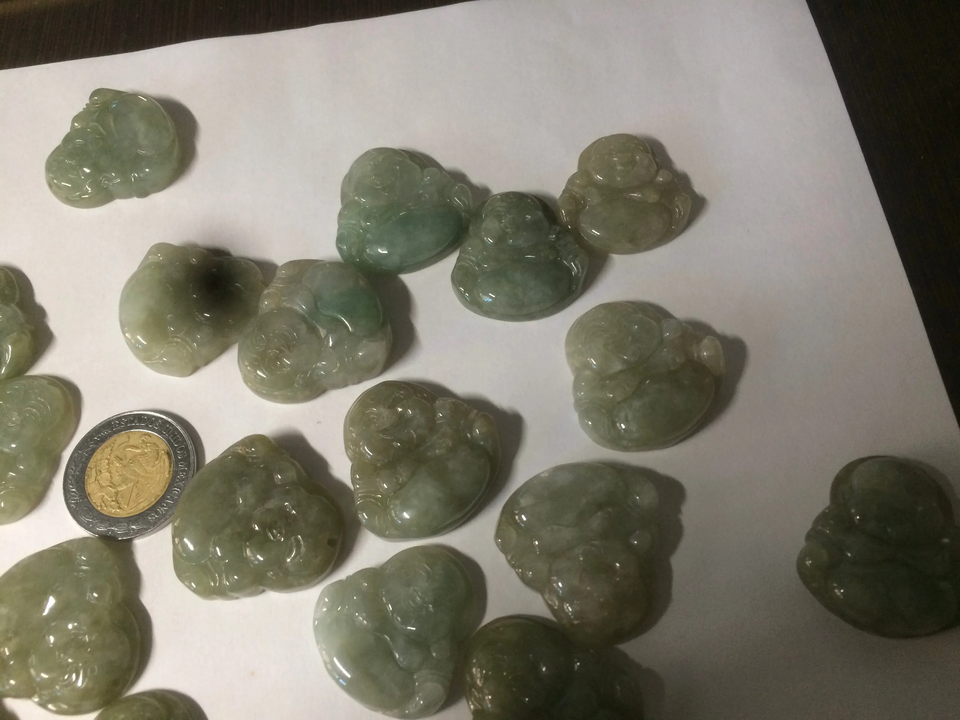 30 pieces of 100% Natural green/gray/yellow happy buddha jadeite Jade pendant group supply wholesale B200
