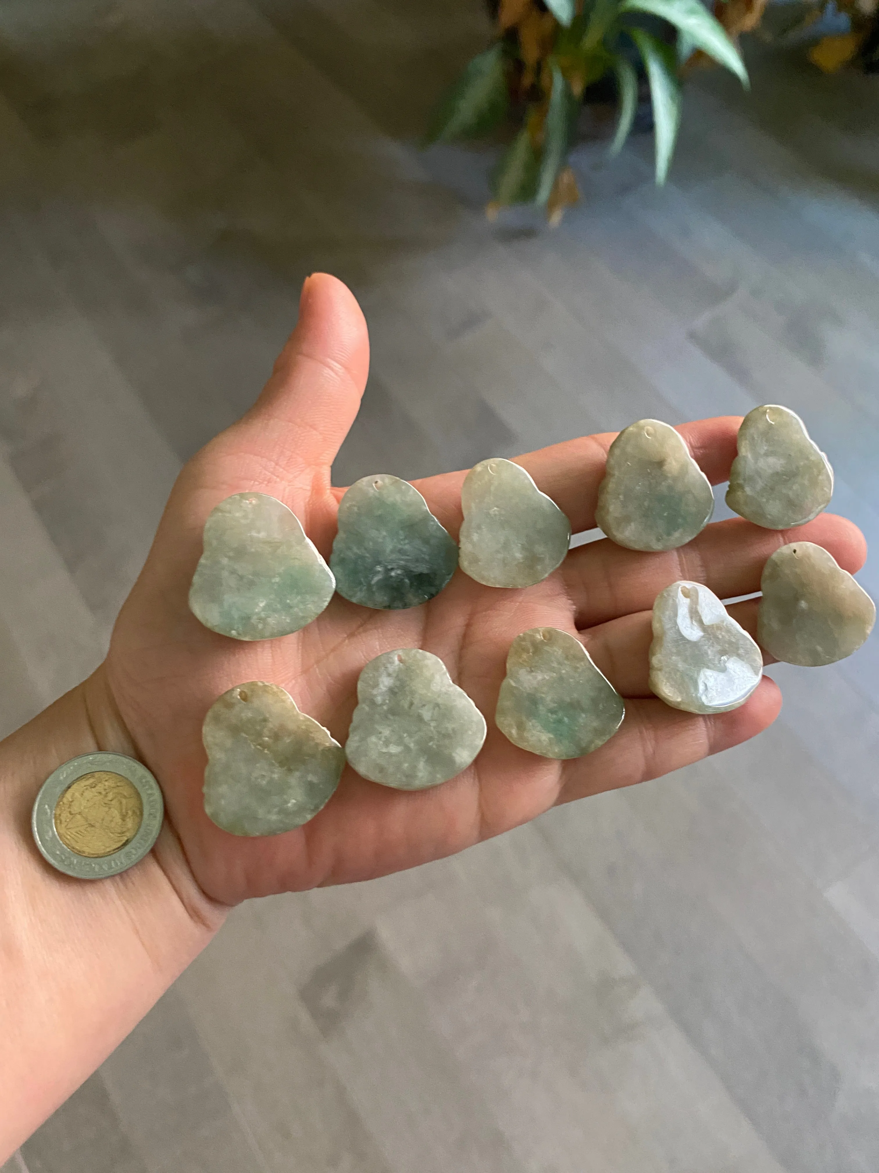 30 pieces of 100% Natural green/gray/yellow happy buddha jadeite Jade pendant group supply wholesale B200