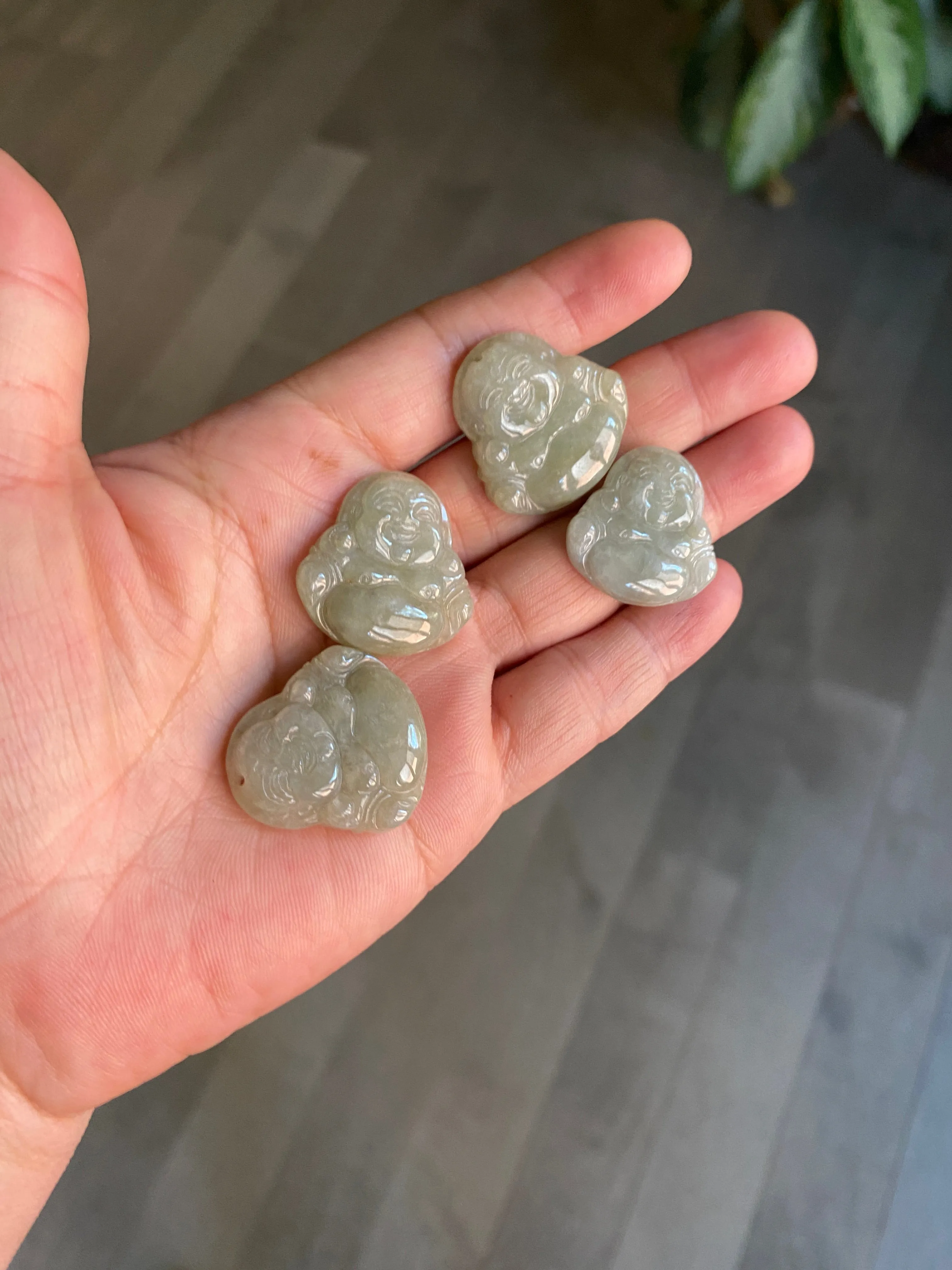 30 pieces of 100% Natural green/gray/yellow happy buddha jadeite Jade pendant group supply wholesale B200