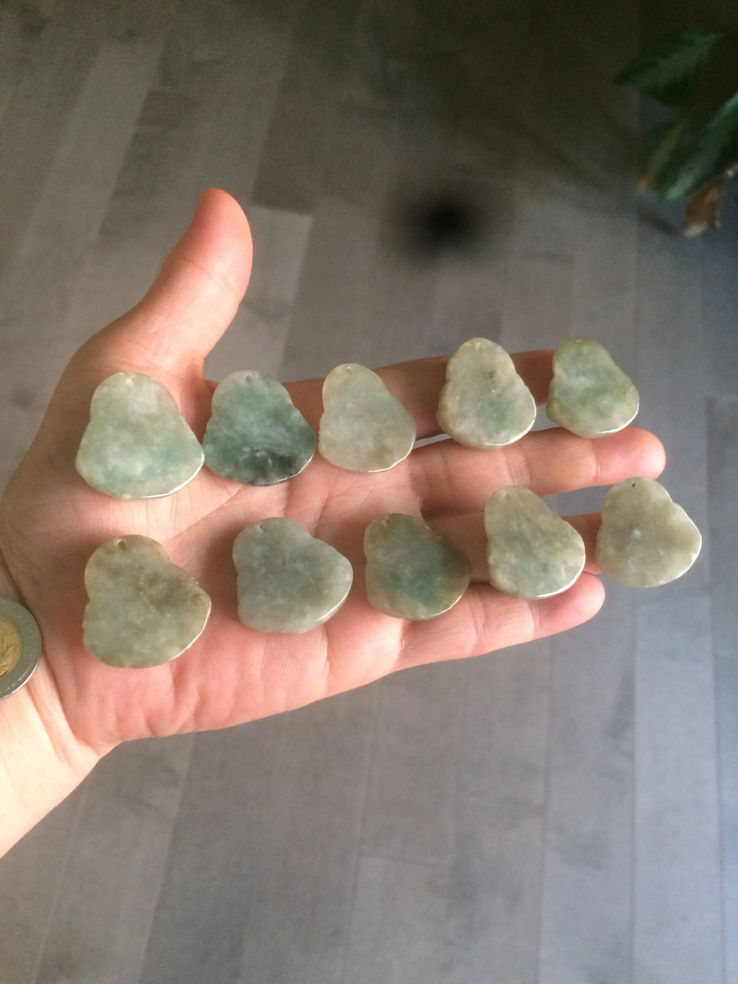 30 pieces of 100% Natural green/gray/yellow happy buddha jadeite Jade pendant group supply wholesale B200