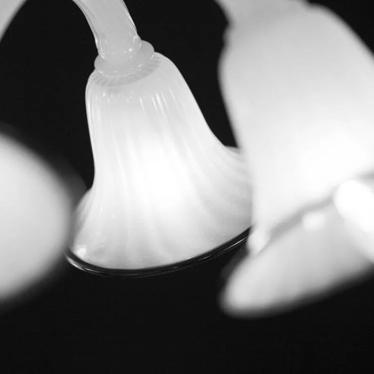 6 Light Murano Glass Chandelier with Black Accents