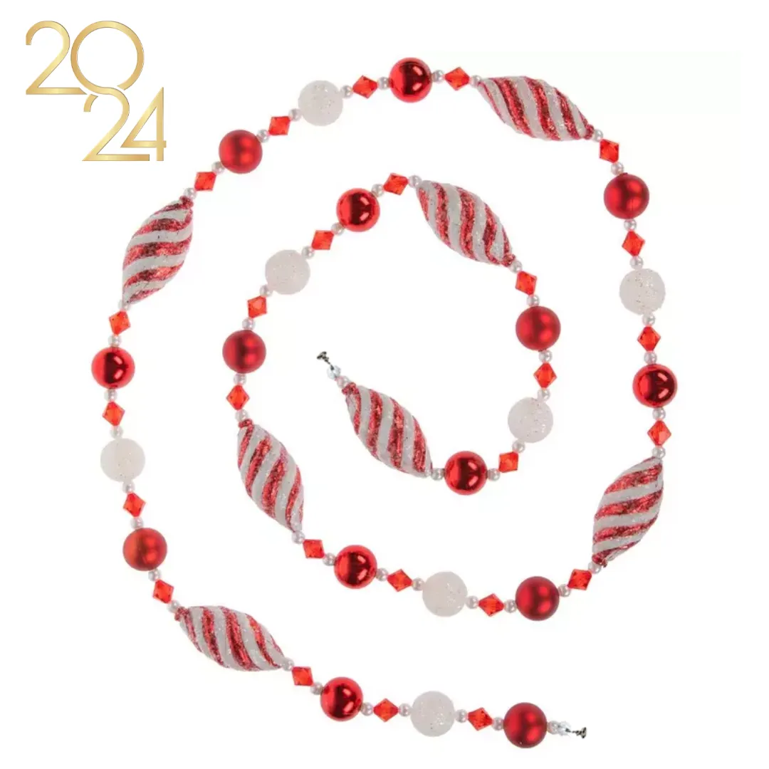 72" ( 6 Feet) Peppermint Ball Garland