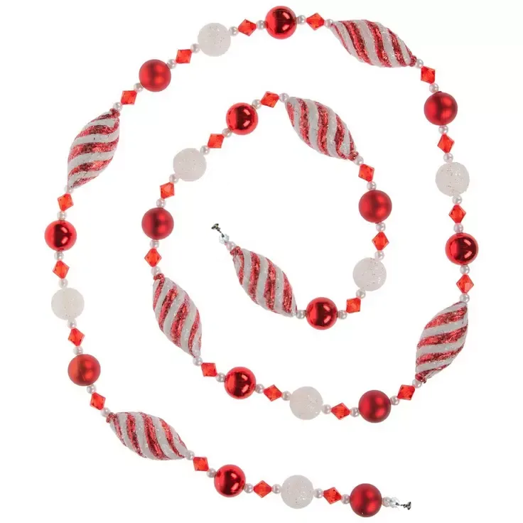 72" ( 6 Feet) Peppermint Ball Garland