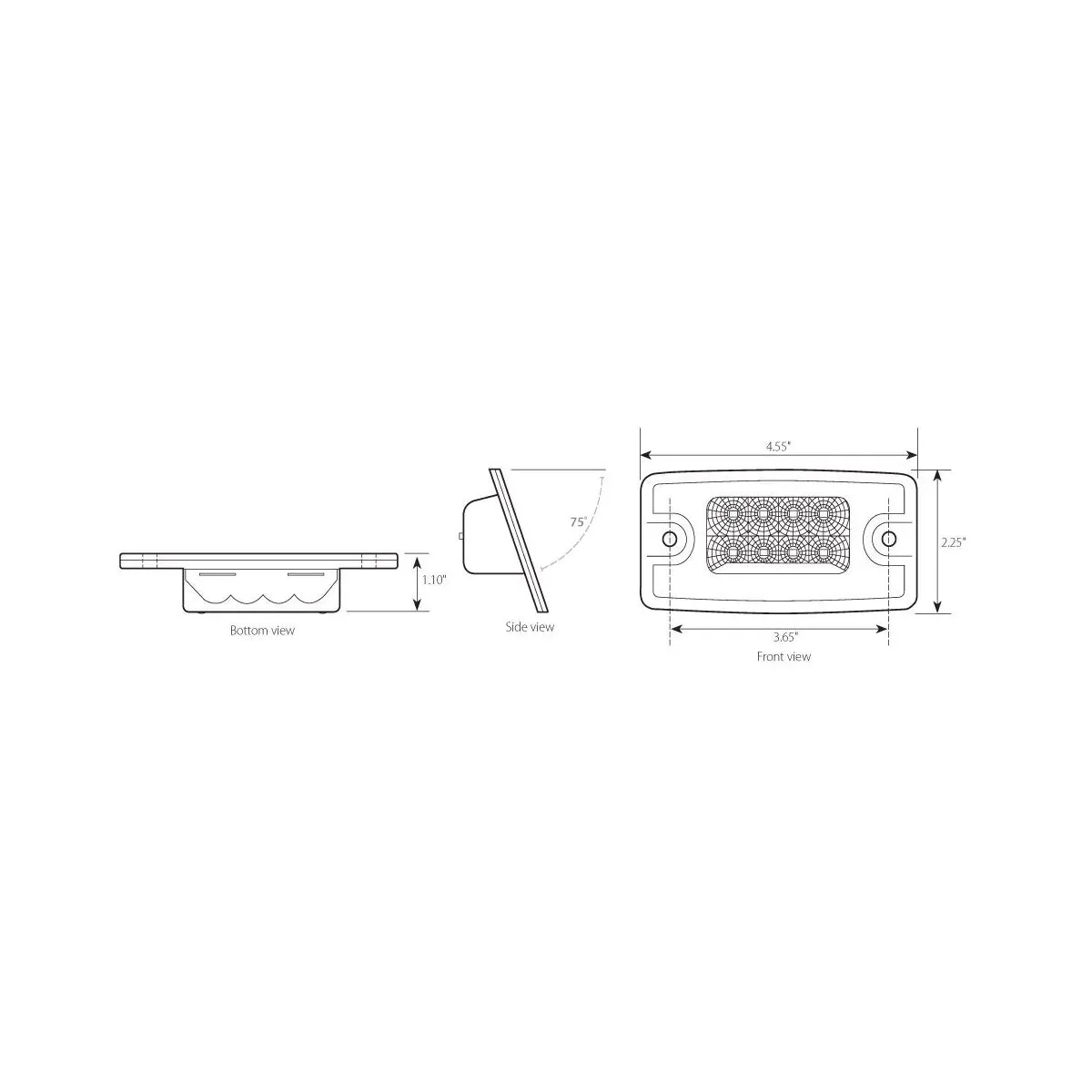 76320 RECT. SPYDER AMBER/AMBER 8 LED FOR FL VISOR/CAB MARKER LIGHT
