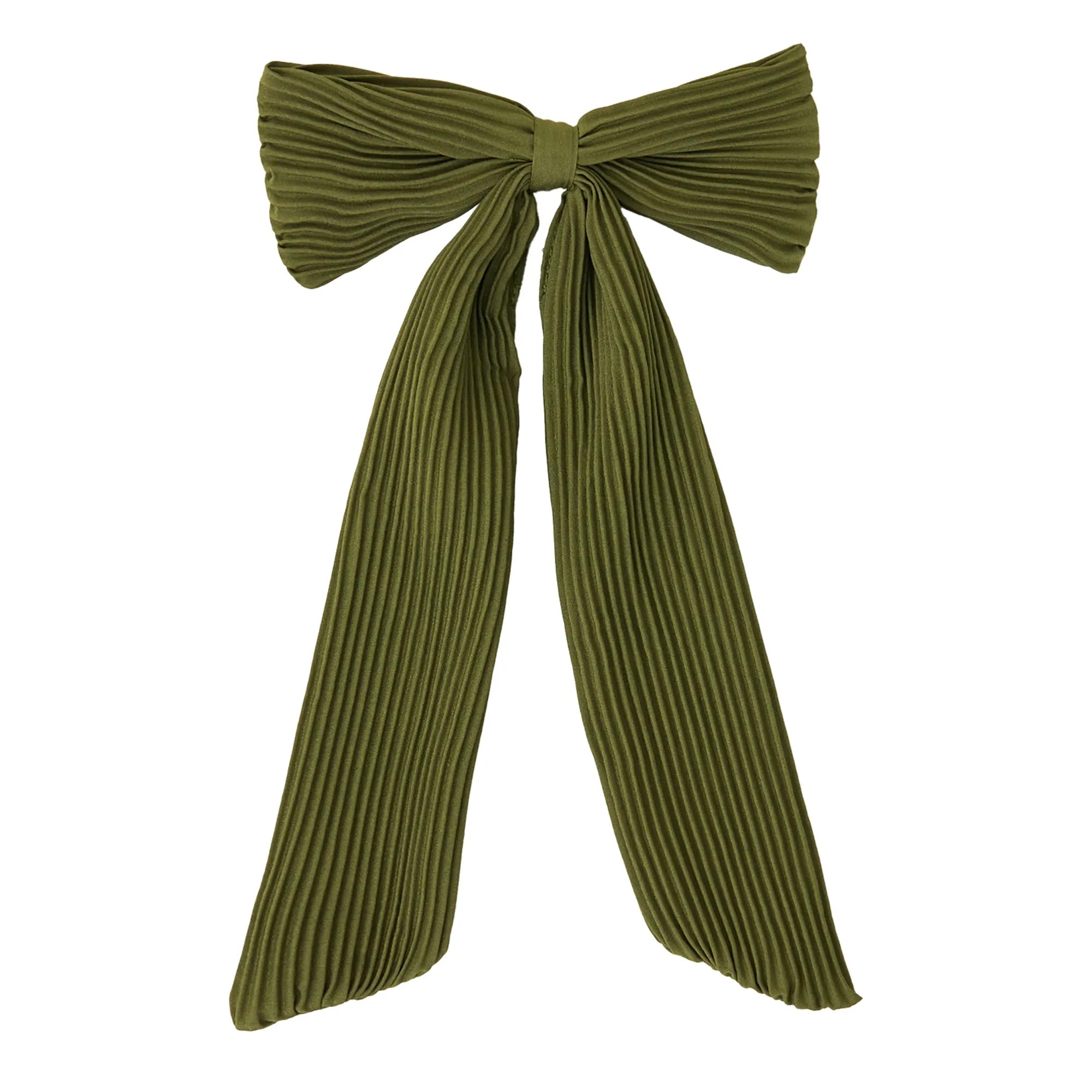 Accessorize London Women Green Plisse Bow Barrette Hair Clip