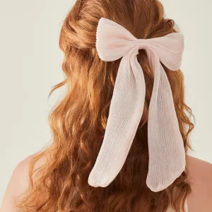 Accessorize London Women Pink Plisse Bow Barrette Hair Clip
