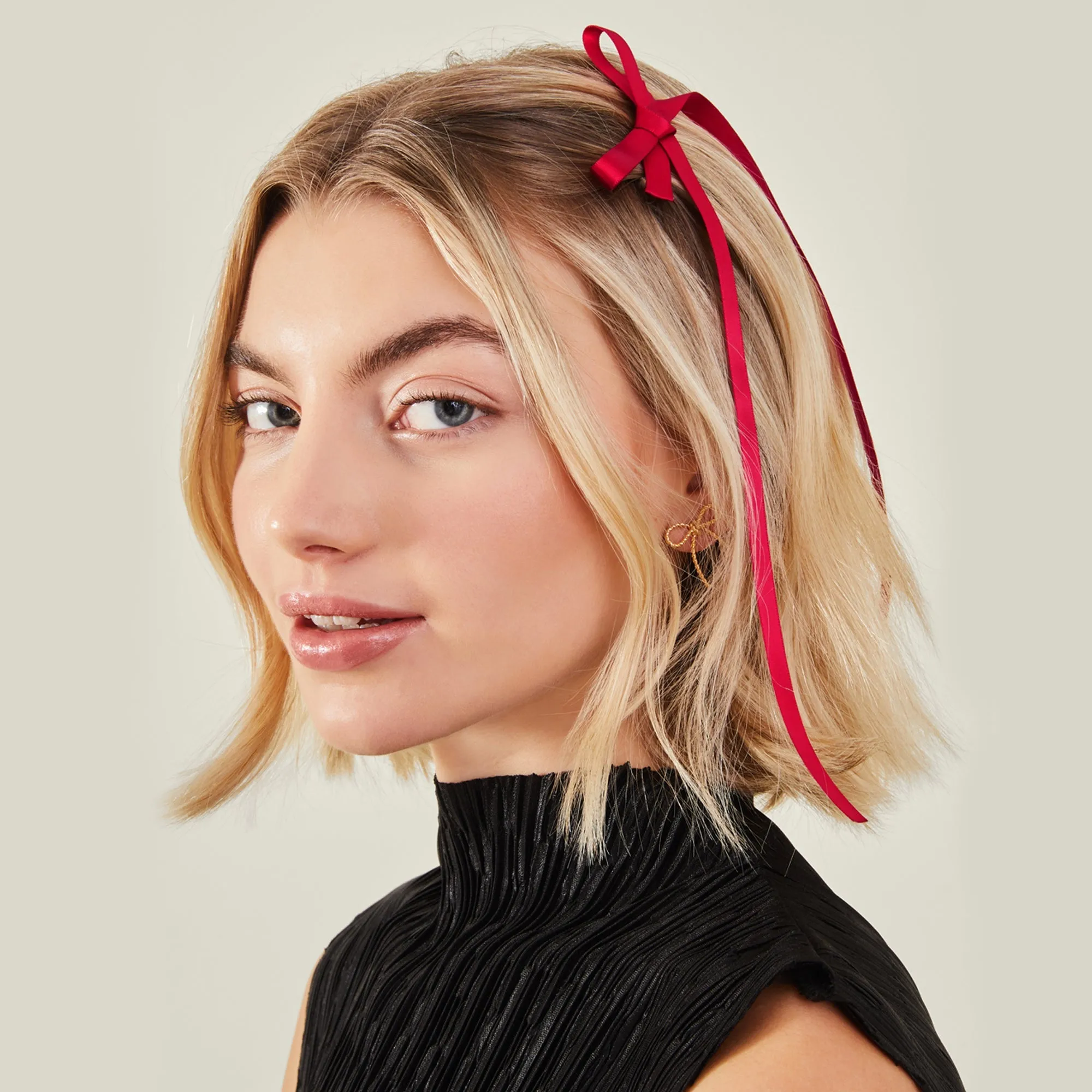 Accessorize London Women Red Mini Hair Bow Clips Set Of 2