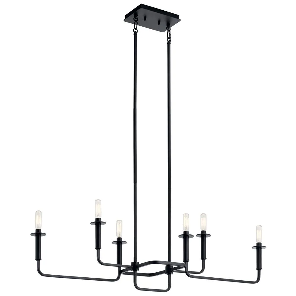 Alden 39 in. 6 Lights Chandelier Black Finish