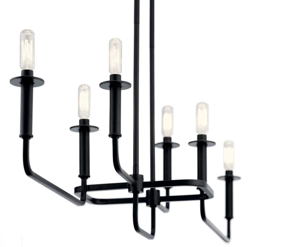 Alden 39 in. 6 Lights Chandelier Black Finish