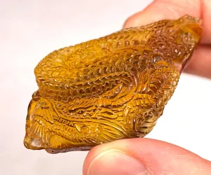 AMBER Crystal Dragon - Crystal Carving, Housewarming Gift, Home Decor, Healing Crystals and Stones, 52691