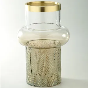 Amber Glass Vase H:12in D:7.5in