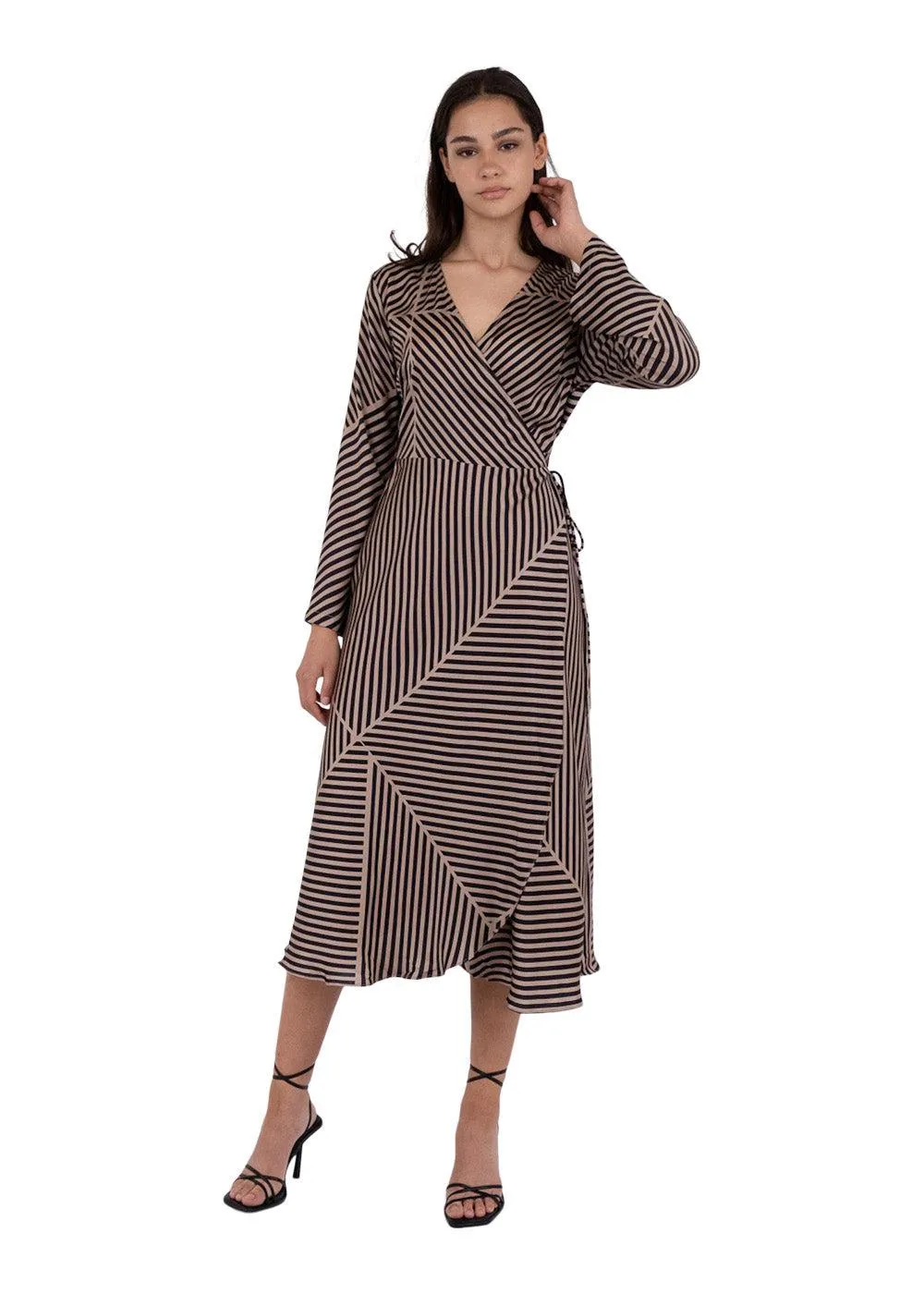 Amber Mix Lines Dress - Black