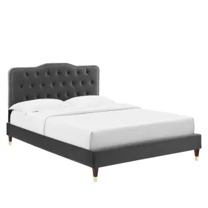 Amber Performance Velvet Twin Platform Bed By Modway - MOD-6779 - Charcoal
