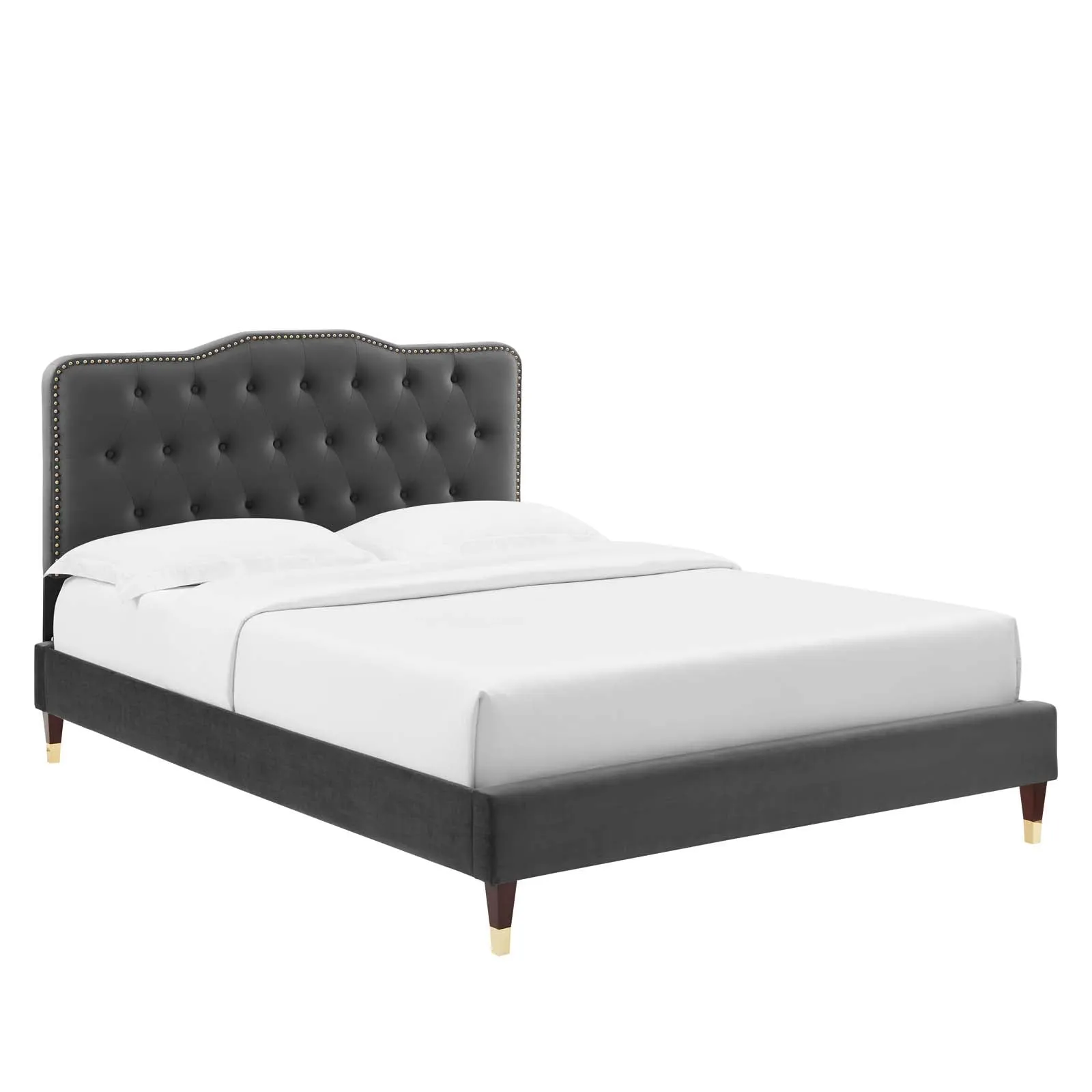 Amber Performance Velvet Twin Platform Bed By Modway - MOD-6779 - Charcoal