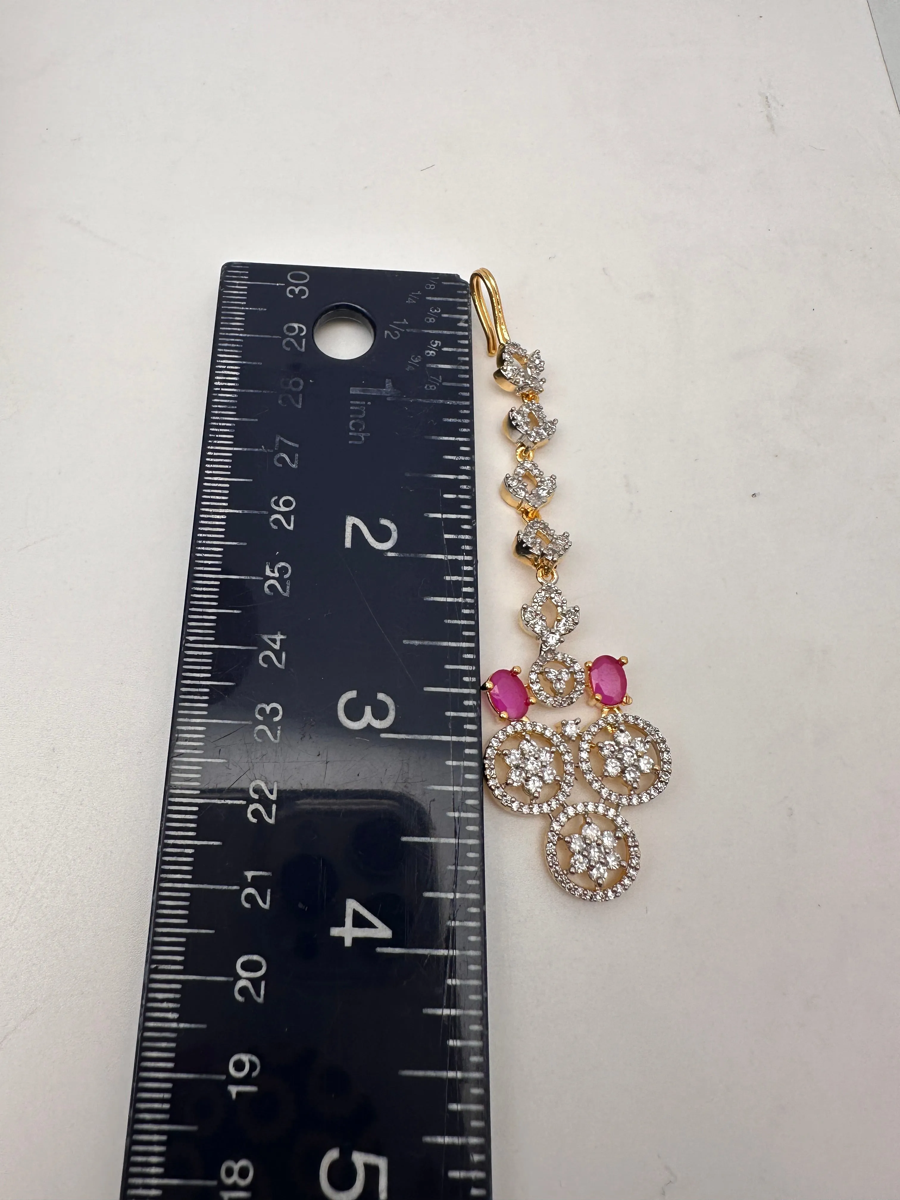 American Diamond Ruby Red Stone Bridal Choker
