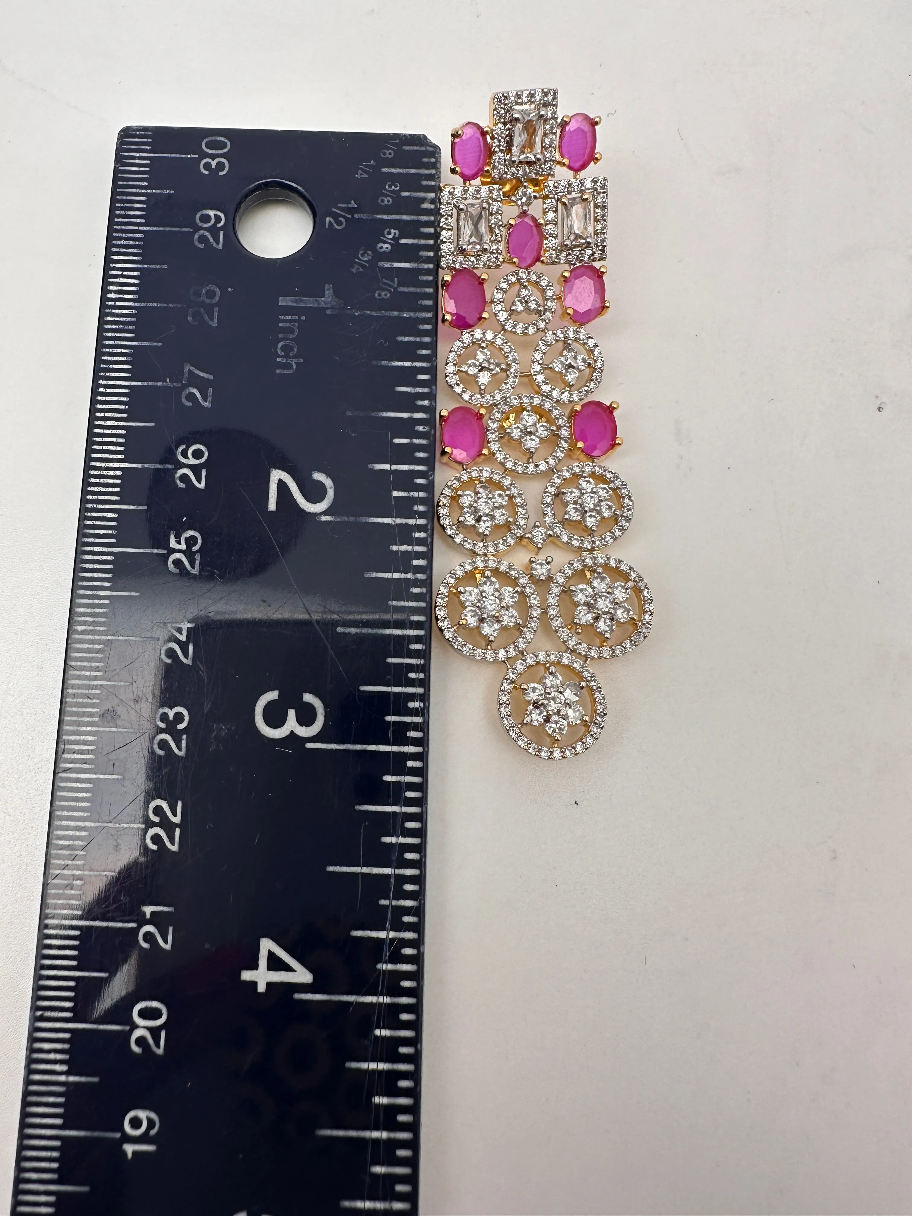 American Diamond Ruby Red Stone Bridal Choker
