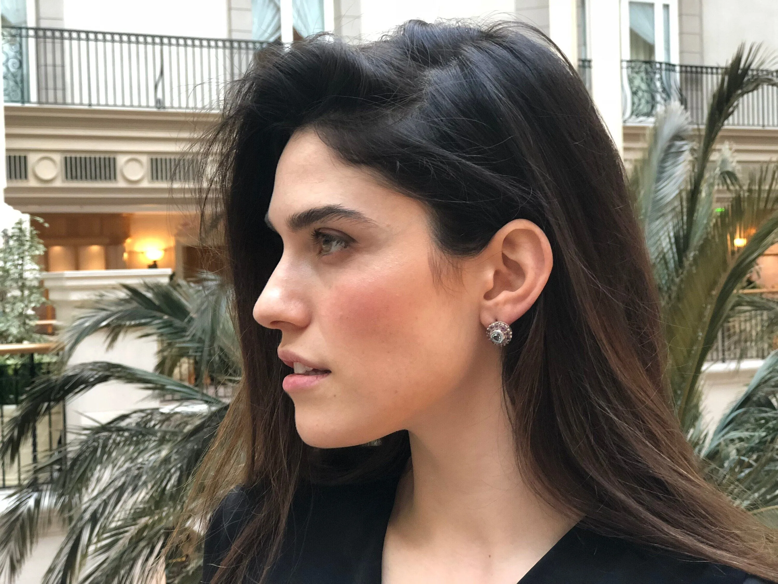 Amethyst Flower Earrings - Multistone Stud Earrings - Natural Amethyst Earrings