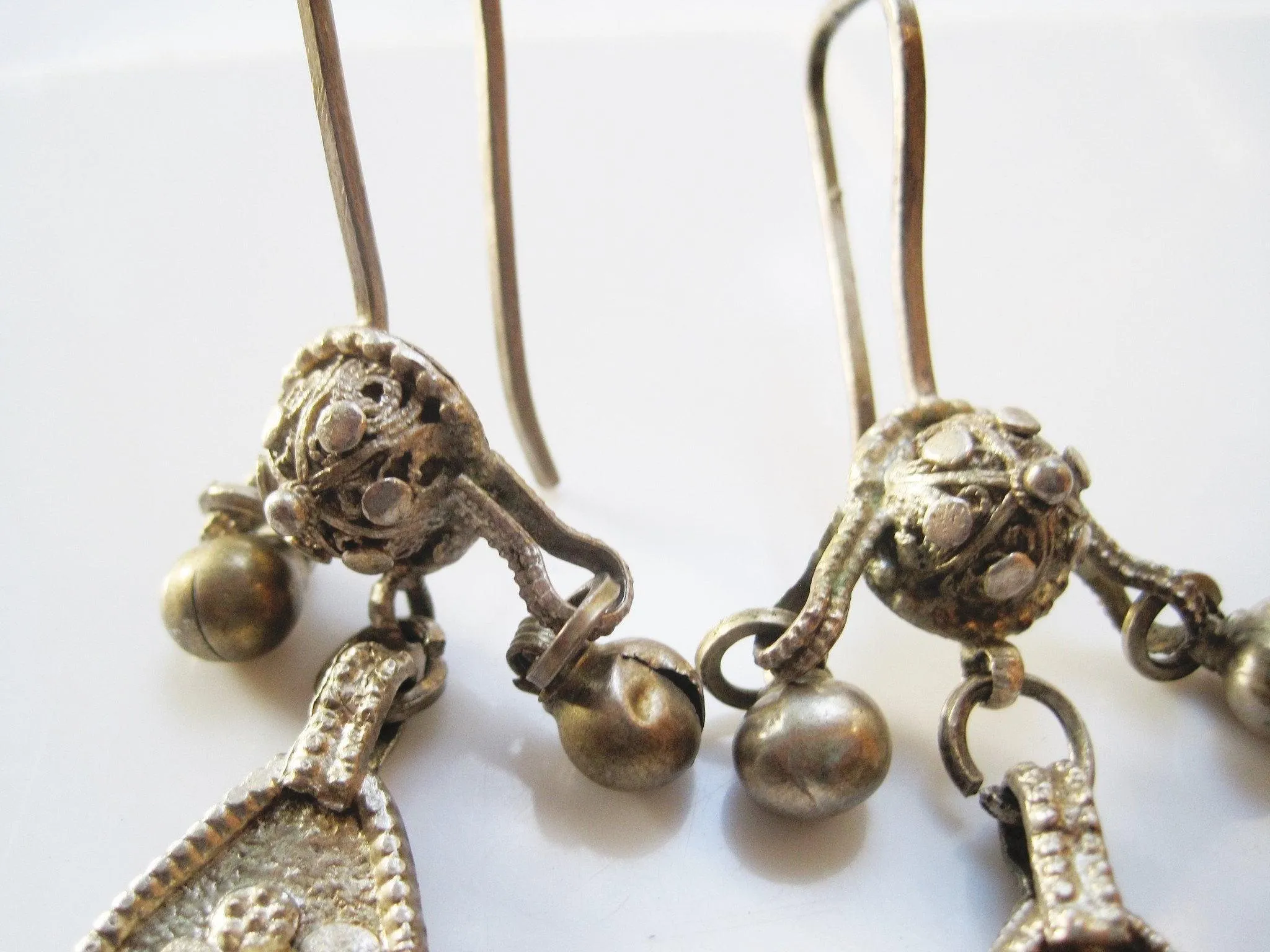 Antique Long Silver Bedouin Earrings from Saudi Arabia