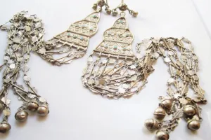 Antique Long Silver Bedouin Earrings from Saudi Arabia
