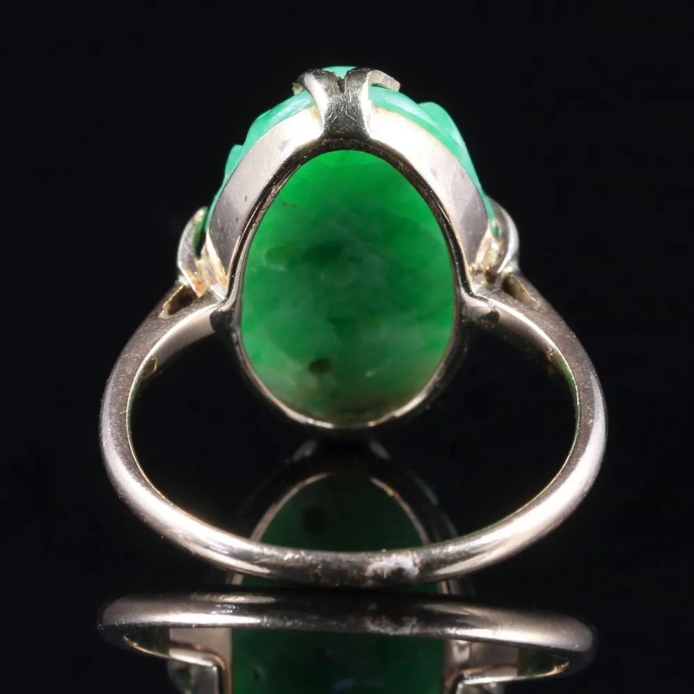 Antique Victorian Jade Ring 18Ct Gold Circa 1880