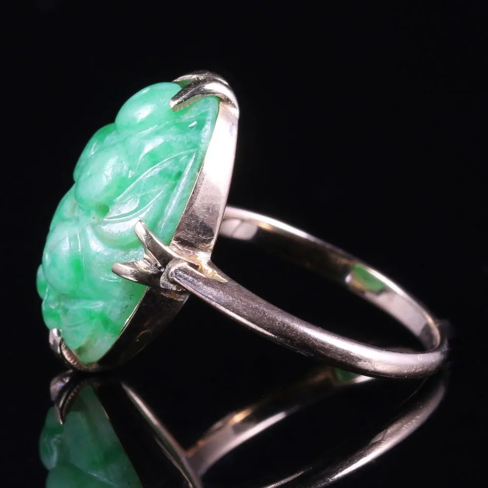 Antique Victorian Jade Ring 18Ct Gold Circa 1880