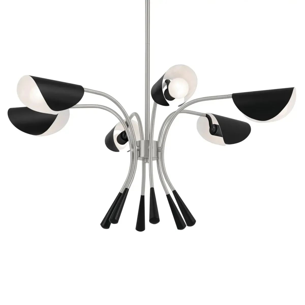 Arcus 39 in. 6 Lights Chandelier Satin Nickel Finish with Black shade