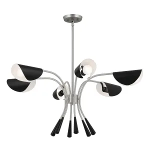 Arcus 39 in. 6 Lights Chandelier Satin Nickel Finish with Black shade