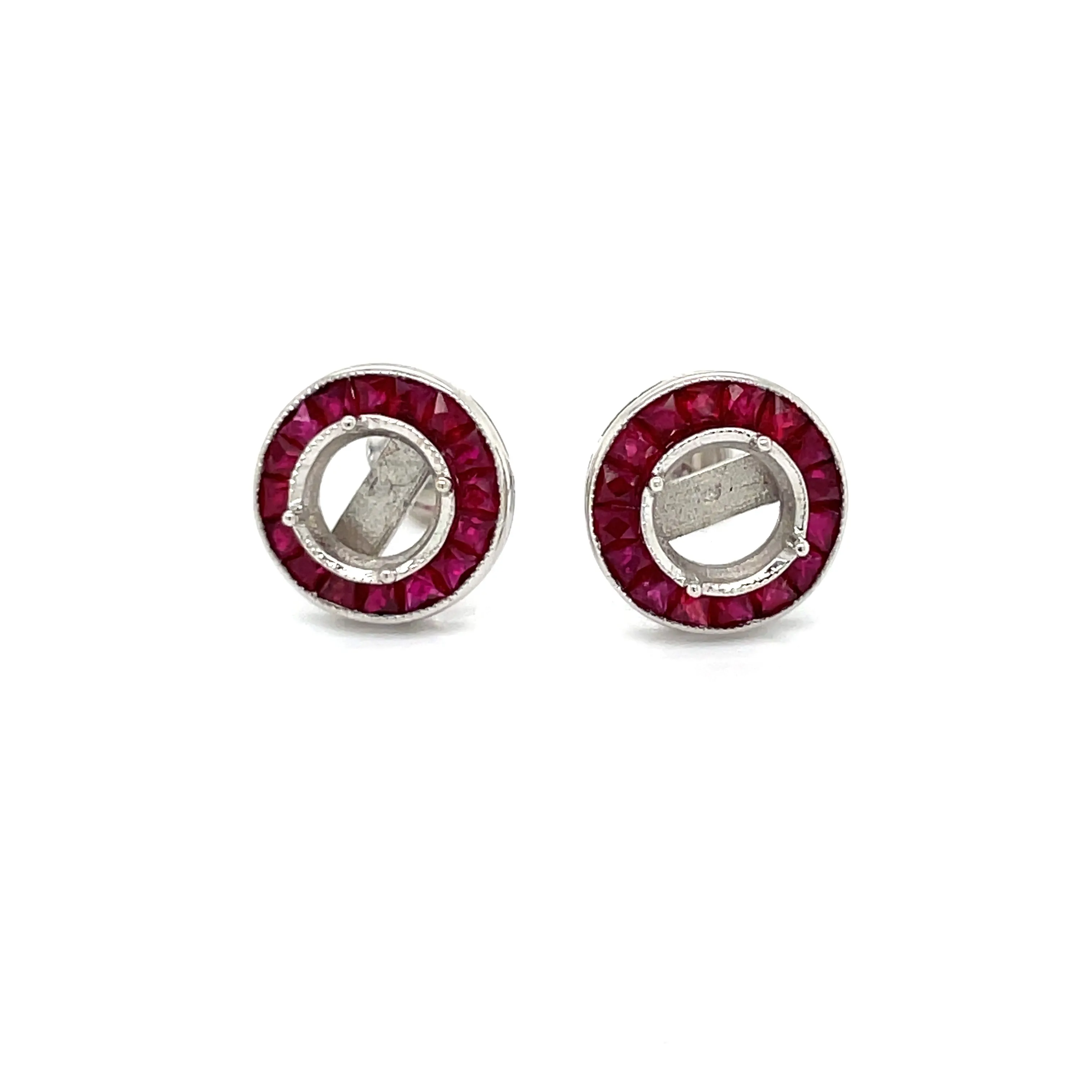 Art Deco Reproduction Aristocrat 1.34 cttw Ruby Semi Mount Earrings 11593