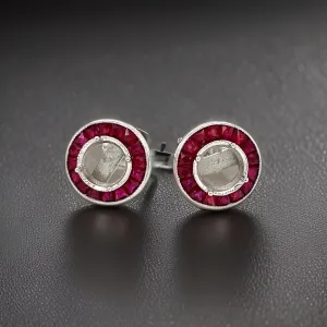 Art Deco Reproduction Aristocrat 1.34 cttw Ruby Semi Mount Earrings 11593