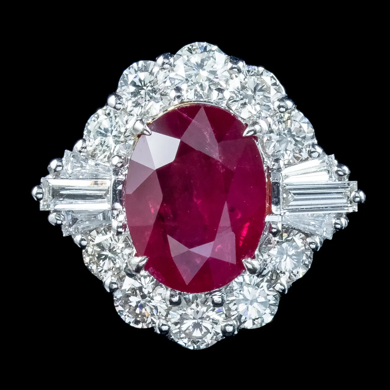Art Deco Style Ruby Diamond Stud Earrings 18ct Gold 0.85ct Rubies