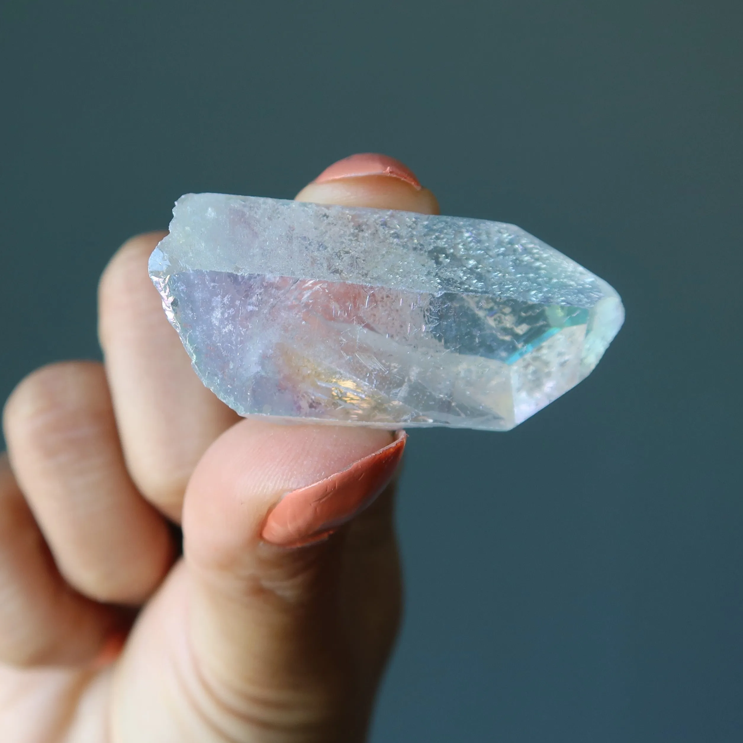 Aura Quartz Point Raw Rainbow Happy Crystal
